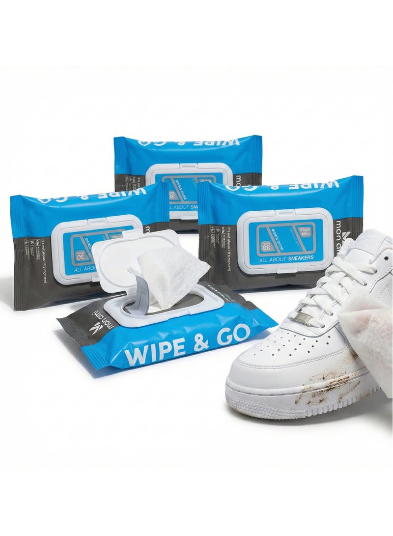 Mon Ami Shoe Cleaning Wipes 120 Pack (4 × 30) – Pre-Moistened Sneaker & Shoe Cleaner | Travel-Friendly, Easy to Use | For Everyday Footwear - Image 1